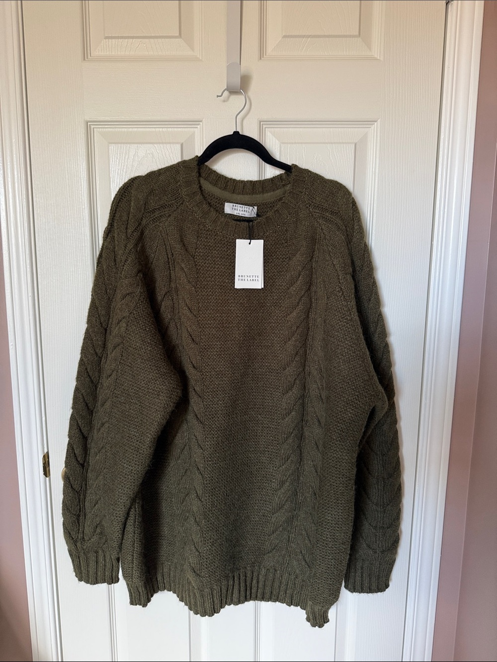 Brunette The Label Olive Cable Knit Crewneck Sweater